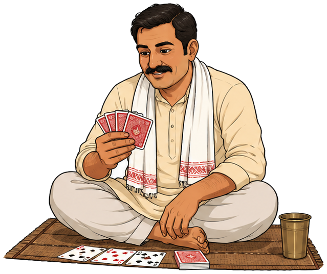Ram Swarup, holding his cards.